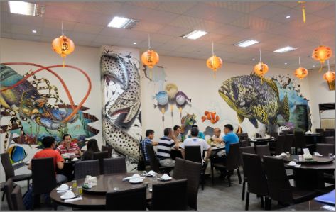 镇宁海鲜餐厅墙体彩绘